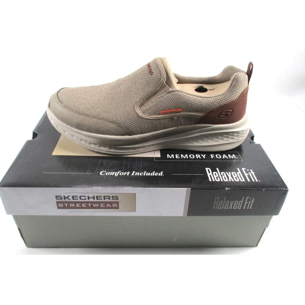 Skechers Slade Lucan Shoes Mens Sz 12 Khaki Tan Slip On‎ Loafers Sneakers NEW